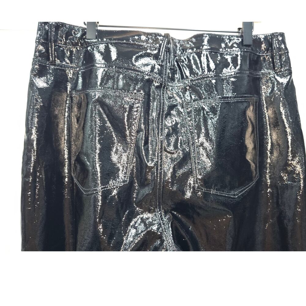 Good American “Good Straight” Black Patent Faux-Leather Pants – Size 18 - Picture 11 of 16